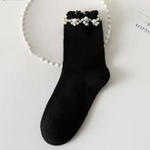 PEARL ORNAMENT COTTON CREW SOCKS_CWMS0283