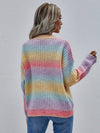 Pullover Striped Crew Neck Loose Rainbow Sweater