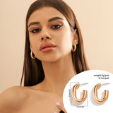 METAL WIND CIRCULAR RING THICK CHAIN EARRINGS_CWAJE1153