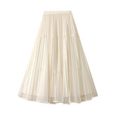 BOWKNOT MESH SKIRT SMALL CLEAR SWEET A LINE SKIRT_CWBMS0304