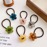 6PCS SET ACRYLIC BEAR FLOWER BOW HAIR TIES_CWAHA0337