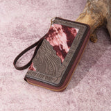 LEATHER CARVED EMBOSSED BOHEMIAN CLUTCH WALLET_CWAB2592