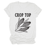 CORN LETTER PRINT TEE WOMEN S CASUAL T SHIRT_CWTTS1502