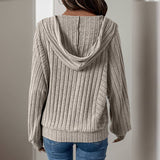 Solid Color Woolen Pit Strip Hoodie For Women