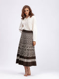 Vintage Leopard Print Contrast Knit Skirt