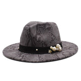Tweed Hat Snake Pattern Hat Jazz Hat Felt Hat_Cwah2597