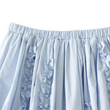 RUFFLE TRIM 3D LACE A LINE SLIMMING SKIRT_CWBMS0347