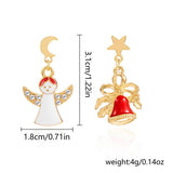 ASYMMETRIC OIL PAINTED CHRISTMAS EARRINGS_CWAJE2391