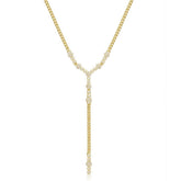 SIMPLE ZIRCON OVAL ROUND PENDANT NECKLACE_CWMM3790