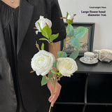 SINGLE STEM 4 HEAD COUNTRY STYLE BURNT EDGE ROSES_CWMM6473