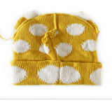 ADULT POLKA DOT FABRIC LABEL BEANIE KNITTED HAT_CWAH2052