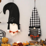 BLACK WHITE PLAID FACELESS GNOME FLAG WALL DECOR_CWAJE0540