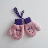 CHILDRENS CUTE SMILING FACE LAMBSKIN GLOVES_CWASC2112