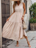 Solid Color Elegant High Waist Slim Flare Dress