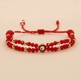 METAL COPPER BEAD RED FORTUNE BRAIDED BRACELET_CWMM3853