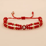 METAL COPPER BEAD RED FORTUNE BRAIDED BRACELET_CWMM3853