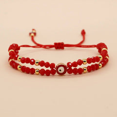 METAL COPPER BEAD RED FORTUNE BRAIDED BRACELET_CWMM3853