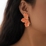 SWEET GRADIENT OIL DROP FLOWER ALLOY EARRINGS_CWMM3198