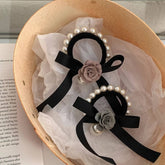 NEW FRENCH STYLE PEARL CAMELLIA HAIR ROPE_CWAHA1294