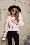Valentines Day Color Contrast Heart Pullover Sweater