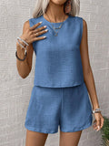 Womens Casual Sleeveless Top & Shorts Set
