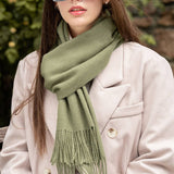 Unisex Wool Scarf Soft Solid Color With Tassels_Cwasc2707
