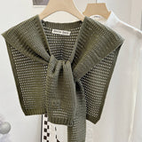 Cwasc03123_Ivory Knit Shawl Cape For Women