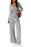 Cwsbsl00033_3 Piece Lounge Set Women Jacket Tank And Pants