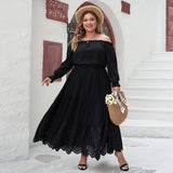 Solid Color Fashion Plus-Size Hollow Out Skirt