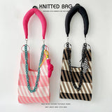 Versatile Contrast Striped Knitted Tote Bag_Cwab2392