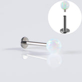 STAINLESS STEEL OPAL LIP STUD STRAIGHT BARBELL_CWMM9589