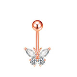 SEXY PINK BUTTERFLY CZ NAVEL RING PIERCING_CWMM9381