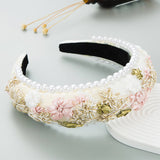 PASTORAL SPONGE PEARL FABRIC WOVEN FLOWER HEADBAND_CWAHA2115
