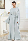 Solid Color Simple Abaya Casual Muslim Dress