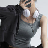 PURE COTTON VEST BOTTOMING CAMISOLE BASIC TANK TOP_CWTTK0793