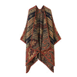 SHAWL FAUX CASHMERE JACQUARD SLIT CAPE SCARF_CWASC2231
