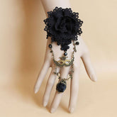 HALLOWEEN FLOWER CRYSTAL LACE BRACELET WITH RING_CWMM0162