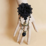 HALLOWEEN FLOWER CRYSTAL LACE BRACELET WITH RING_CWMM0162