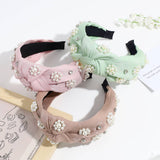 Women Imitation Pearl Knotted Headband