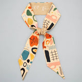 FLORAL LETTER SKINNY TWILLY SCARF FOR HAIR BAGS_CWASC0064