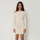 Solid-Color Off-The-Shoulder Body-Hugging Dress