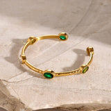 18K GOLD HAMMERED EMERALD OPEN CUFF BRACELET_CWAJE4901