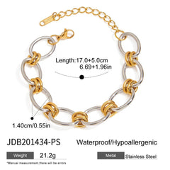 18K GOLD SILVER CHUNKY CHAIN BRACELET STEEL_CWAJE4651