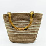 CONTRAST COLOR STRIPED HAND WOVEN BAG_CWAB2092