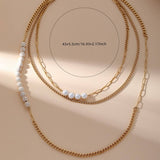 Vintage Imitation Pearl Cuban Chain Necklace_Cwmm3640