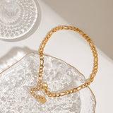18K GOLD FIGARO CHAIN ANKLET STAINLESS STEEL_CWAJE4754