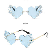 METAL RIMLESS PEARL HEART TEARS SUNGLASSES_CWASG0874