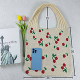 Cwab5062_Large Capacity Knitted Bow Woven Tote Bag
