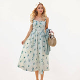 Spaghetti Strap Midi Dress With Knit Cardigan Set