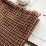 Women Retro Brown Plaid Scarf